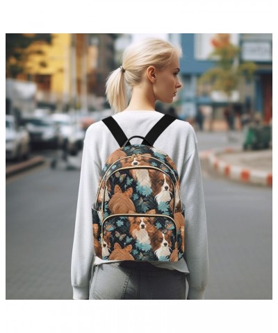 Dog Blue Butterfly Flowers Women's Backpack Purse Causal Daypack Work Travel College Business Trip Bag Shoulder Bag Small $16...