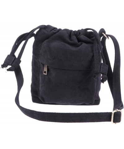 1pc bucket bag canvas sling purse bag messenger bag for women womens shoulder handbags cross body tote Black $12.54 Totes