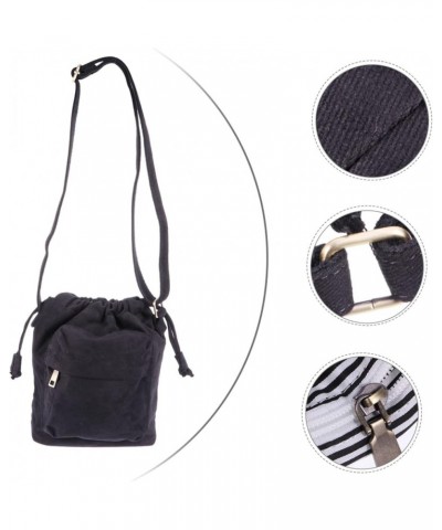 1pc bucket bag canvas sling purse bag messenger bag for women womens shoulder handbags cross body tote Black $12.54 Totes