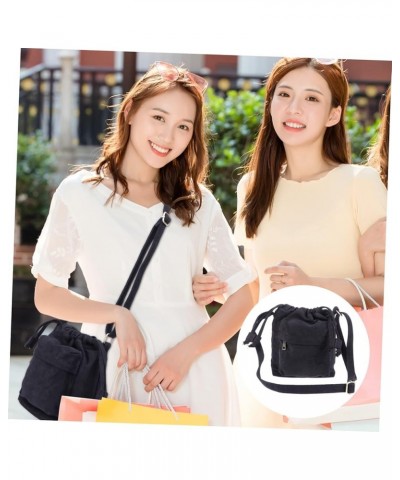 1pc bucket bag canvas sling purse bag messenger bag for women womens shoulder handbags cross body tote Black $12.54 Totes