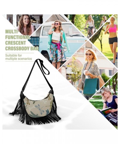 Vintage Dragonfly Fringe Bag for Women Cross Body Bag Tassel Shoulder Bag Satchel $13.50 Crossbody Bags