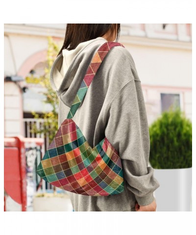 Colorful Square Shoulder Tote Bags for Women Furry Crossbody bag Hobo Handbag Purses for University Teen Girls $11.33 Totes