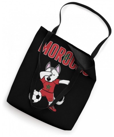 Dabbing Husky Dog Morocco Soccer Fans Jersey Moroccan Flag Tote Bag $13.20 Totes