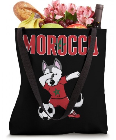 Dabbing Husky Dog Morocco Soccer Fans Jersey Moroccan Flag Tote Bag $13.20 Totes