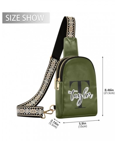 Custom Beige Sling Bag for Women Personalized Leather Crossbody Bags Crossbody Purses Olive Green $19.37 Backpacks