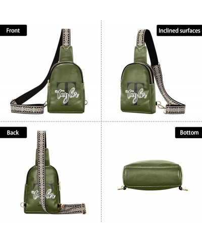 Custom Beige Sling Bag for Women Personalized Leather Crossbody Bags Crossbody Purses Olive Green $19.37 Backpacks