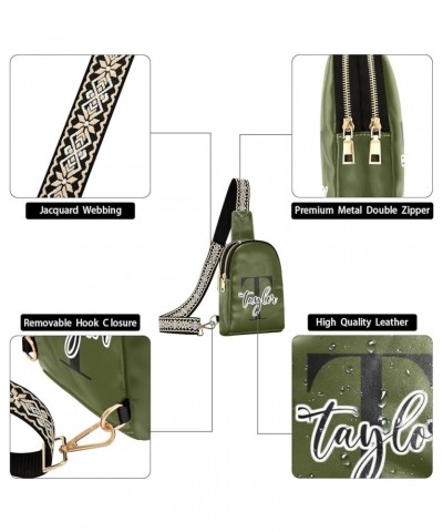 Custom Beige Sling Bag for Women Personalized Leather Crossbody Bags Crossbody Purses Olive Green $19.37 Backpacks