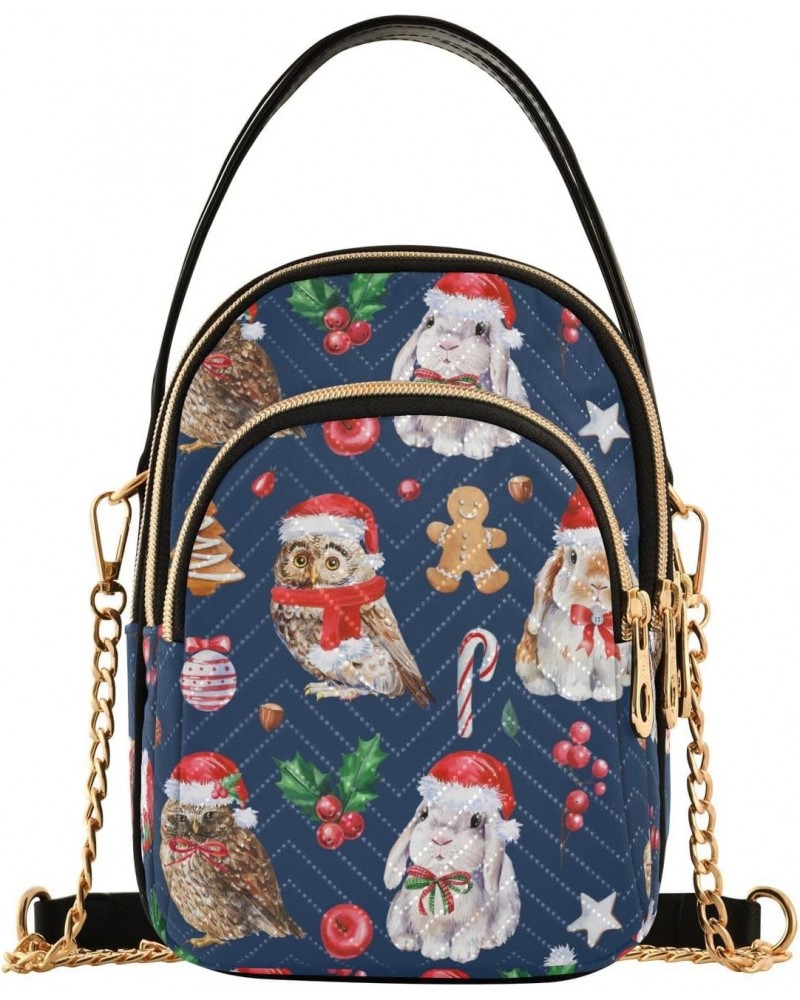 Christmas Gingerbread Owl Multi Pockets Crossbody Bags for Women Zip Cell Phone Purse Wallet Bag with Detachable Shoulder Str...