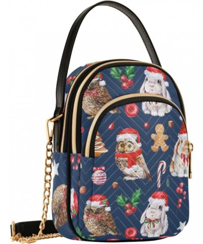 Christmas Gingerbread Owl Multi Pockets Crossbody Bags for Women Zip Cell Phone Purse Wallet Bag with Detachable Shoulder Str...