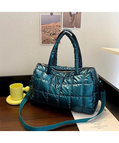 Women Puffer Shoulder Bag Nylon Padded Tote Bag Stylish Crossbody Bag with Wide Adjustable Strap Blue $19.79 Shoulder Bags