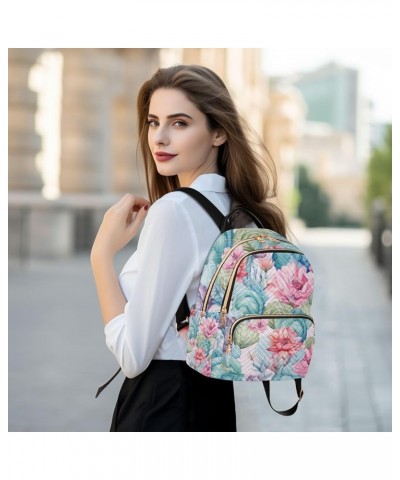 Pink Cactus Flowers Backpack Purse for Women Anti-theft Small Fashion Travel Backpack Back Pack Weekend Bag,S Small $18.59 Ba...