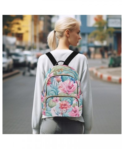 Pink Cactus Flowers Backpack Purse for Women Anti-theft Small Fashion Travel Backpack Back Pack Weekend Bag,S Small $18.59 Ba...