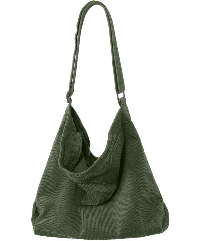 Corduroy Tote Bag for Women Canvas Shoulder Handbags Cute Large Purse 018-light Green $10.56 Totes