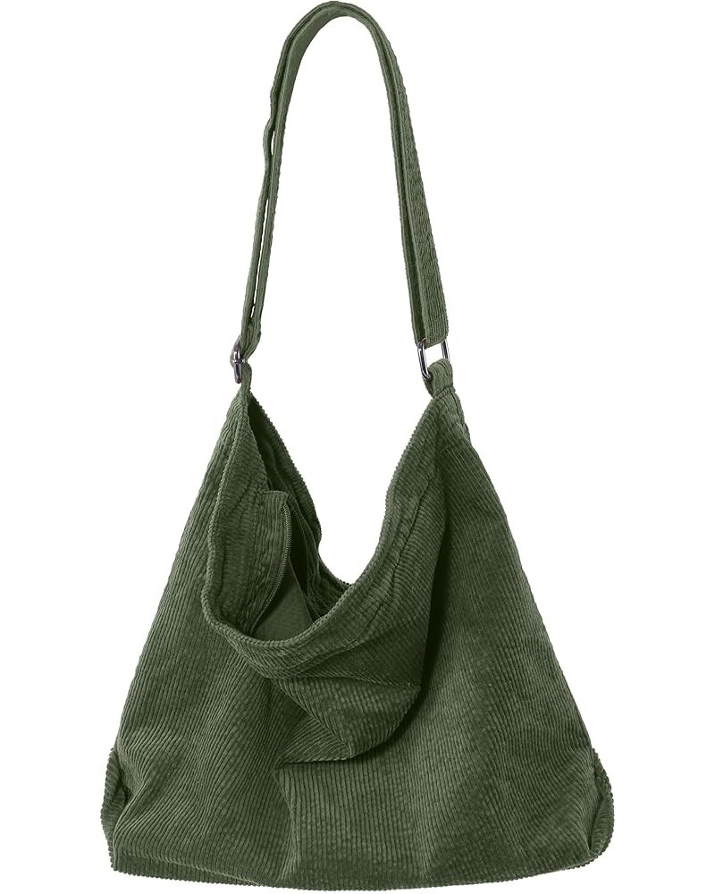 Corduroy Tote Bag for Women Canvas Shoulder Handbags Cute Large Purse 018-light Green $10.56 Totes