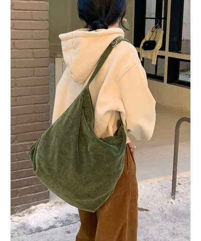 Corduroy Tote Bag for Women Canvas Shoulder Handbags Cute Large Purse 018-light Green $10.56 Totes