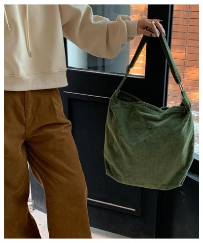 Corduroy Tote Bag for Women Canvas Shoulder Handbags Cute Large Purse 018-light Green $10.56 Totes