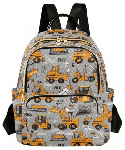 Cute Construction Vehicles Gray Backpack for Women Fashion Shoulder Bags Small Casual Daypack Travel Bag S 202a3196 S(10.23"x...