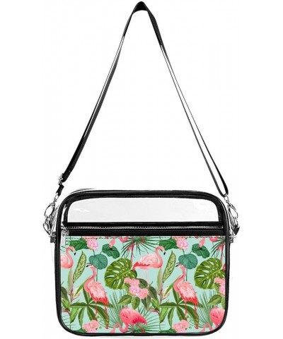 Flamingo-decorative-print Clear Crossbody Shoulder Purse Bag for Men Women, Stadium Clear Messenger Bag Style-1 $14.74 Crossb...