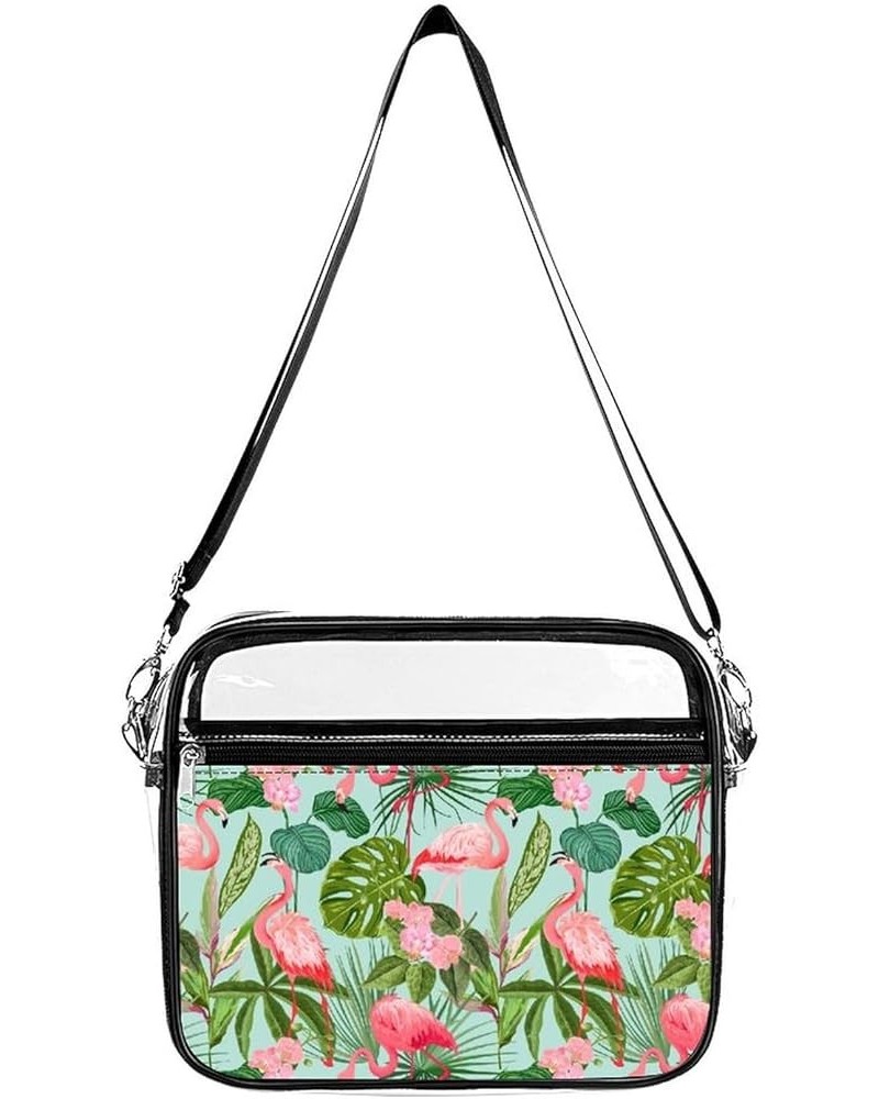 Flamingo-decorative-print Clear Crossbody Shoulder Purse Bag for Men Women, Stadium Clear Messenger Bag Style-1 $14.74 Crossb...