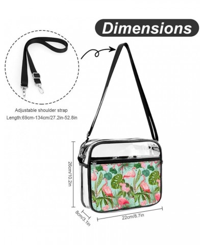 Flamingo-decorative-print Clear Crossbody Shoulder Purse Bag for Men Women, Stadium Clear Messenger Bag Style-1 $14.74 Crossb...