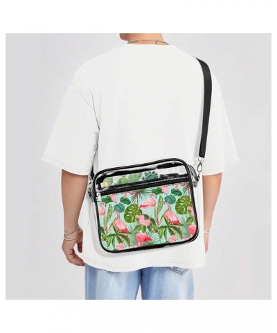 Flamingo-decorative-print Clear Crossbody Shoulder Purse Bag for Men Women, Stadium Clear Messenger Bag Style-1 $14.74 Crossb...