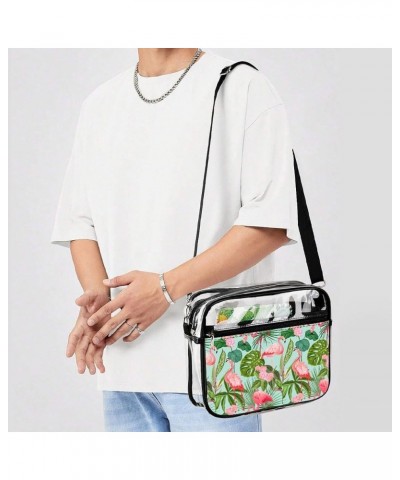 Flamingo-decorative-print Clear Crossbody Shoulder Purse Bag for Men Women, Stadium Clear Messenger Bag Style-1 $14.74 Crossb...