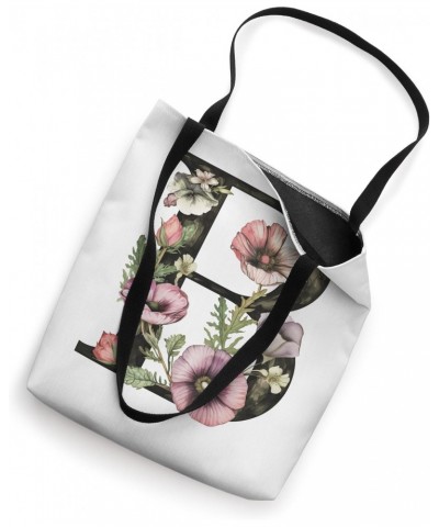 Letter B Vintage Floral Pink Flowers White Tote Bag $8.98 Totes