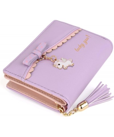 Wallet for Girls Cute Leather Vegan Small Women Tassel Pendant Card Holder Kawaii Coin Purse 1095 1095 Light Purple $10.02 Wa...