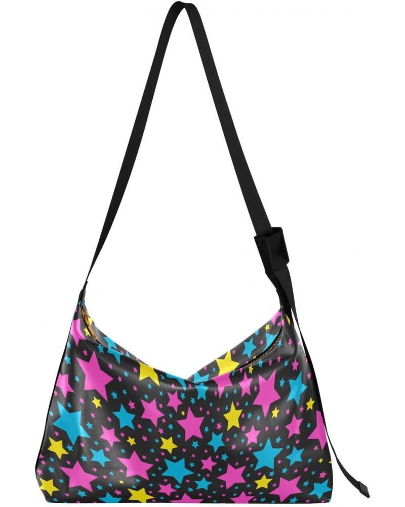 Casual Shoulder Bag Crossbody Colorful Star Hobo Handbag Purses with Wide Shoulder Strap Trendy Large Messenger Bag Tote Bags...