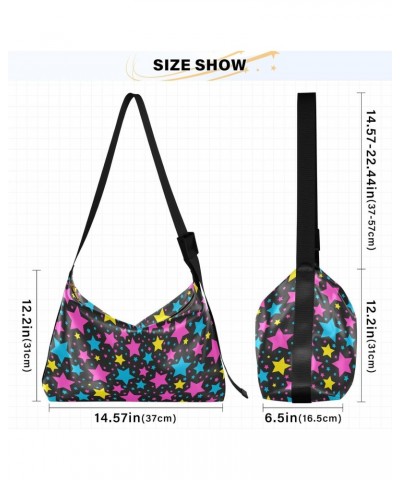 Casual Shoulder Bag Crossbody Colorful Star Hobo Handbag Purses with Wide Shoulder Strap Trendy Large Messenger Bag Tote Bags...