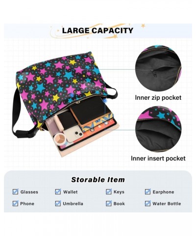 Casual Shoulder Bag Crossbody Colorful Star Hobo Handbag Purses with Wide Shoulder Strap Trendy Large Messenger Bag Tote Bags...