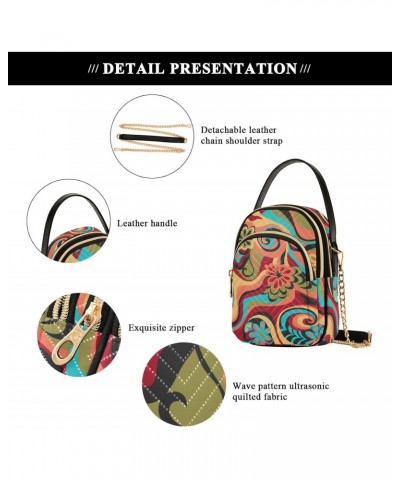 Colorful Textile Crossbody Bags for Women Small Chain Shoulder Bag Purses Hand Bag for Travel Work Gifts $10.40 Shoulder Bags