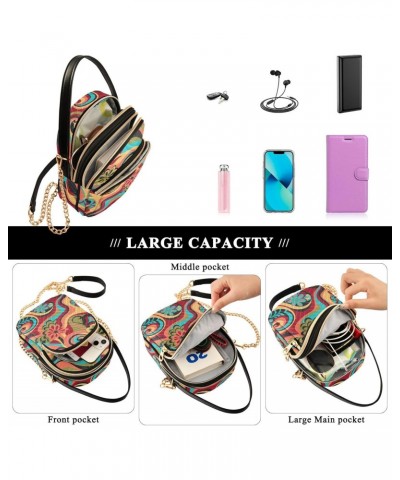 Colorful Textile Crossbody Bags for Women Small Chain Shoulder Bag Purses Hand Bag for Travel Work Gifts $10.40 Shoulder Bags