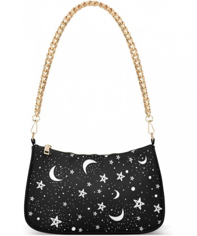 Moon Stars Starry Night Sky Shoulder Bag Purse for Women Tote Handbag with Zipper Closure $14.26 Totes