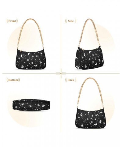 Moon Stars Starry Night Sky Shoulder Bag Purse for Women Tote Handbag with Zipper Closure $14.26 Totes