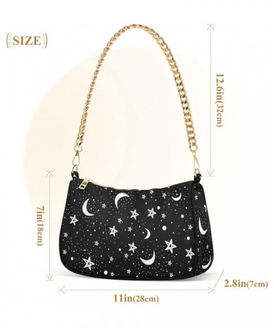 Moon Stars Starry Night Sky Shoulder Bag Purse for Women Tote Handbag with Zipper Closure $14.26 Totes