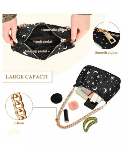 Moon Stars Starry Night Sky Shoulder Bag Purse for Women Tote Handbag with Zipper Closure $14.26 Totes