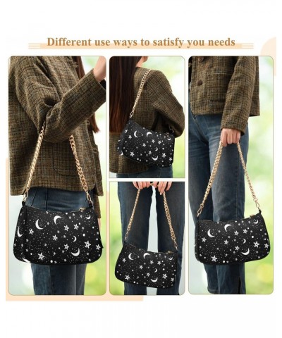 Moon Stars Starry Night Sky Shoulder Bag Purse for Women Tote Handbag with Zipper Closure $14.26 Totes