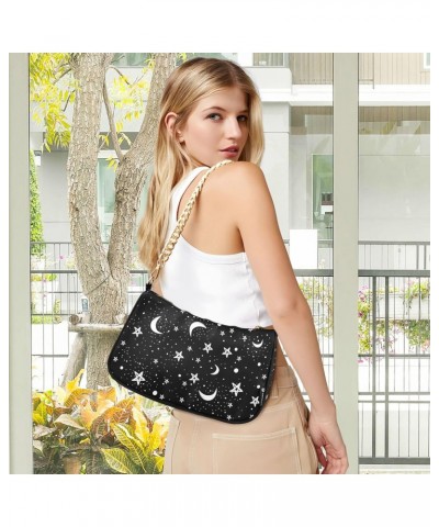 Moon Stars Starry Night Sky Shoulder Bag Purse for Women Tote Handbag with Zipper Closure $14.26 Totes