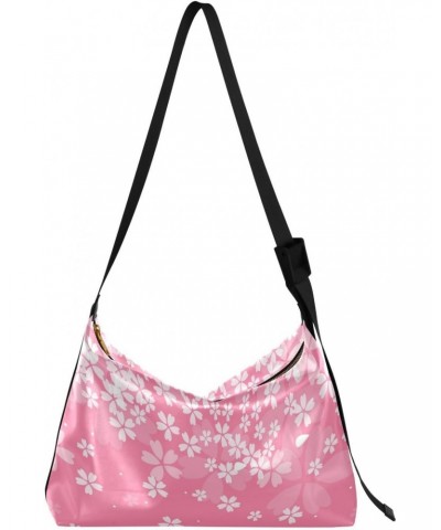 Women Shoulder Bags Pink Cherry Blossoms Over The Shoulder Bags Adults Leather Sling Bags $14.52 Hobo Bags