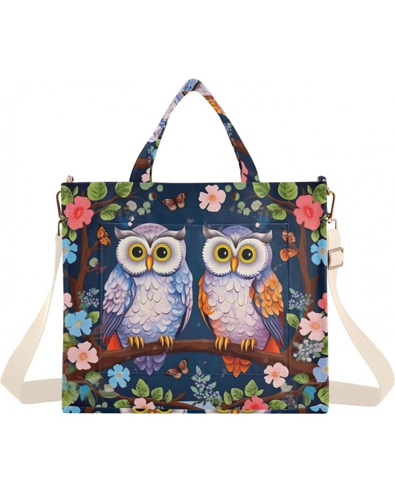 Owls on Floral Branch Corduroy Tote Bag for Women Hobo Crossbody Bag Purse Stylish Shoulder Handbag Messenger Bags, S $10.34 ...