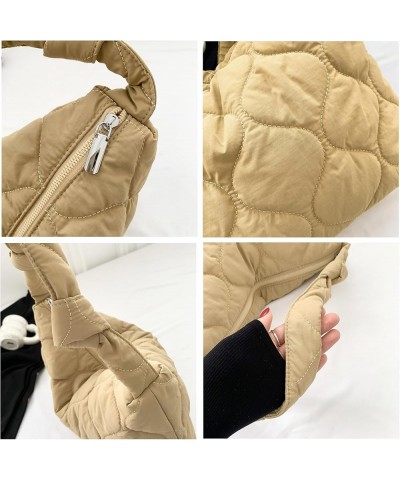 Puffer Tote Bag for Women, Lightweight Quilted Tote Bags Puffy Shoulder bag Padded Fluffy Hobo Handbag With Zipper Off-white ...