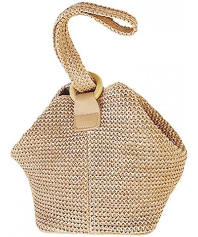 Women Circular Ring Straw Handbag Shoulder Bag Bucket Bag $10.71 Shoulder Bags