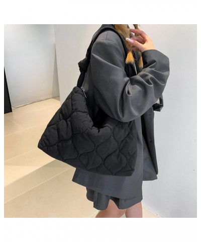 Puffer Tote Bag for Women, Lightweight Quilted Tote Bags Puffy Shoulder bag Padded Fluffy Hobo Handbag With Zipper Off-white ...