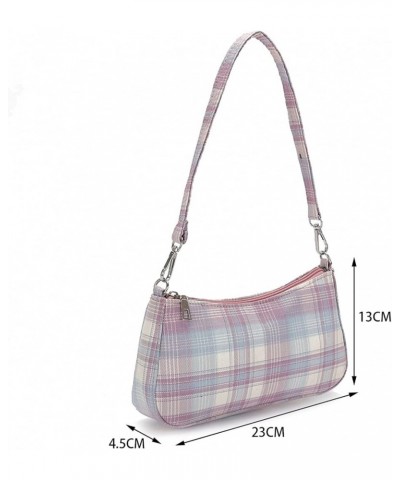 Plaid Print Underarm Bags Cloth Ladies Handbags Women Shoulder Bags Ladies Daily Clutch Casual Totes Pouch One Size Purple Un...