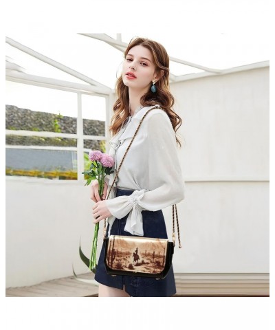 Western Cowboy Crossbody Bags for Women Retro Cross Body Purse Small PU Leather Shoulder Handbags with Chain Strap $15.05 Cro...