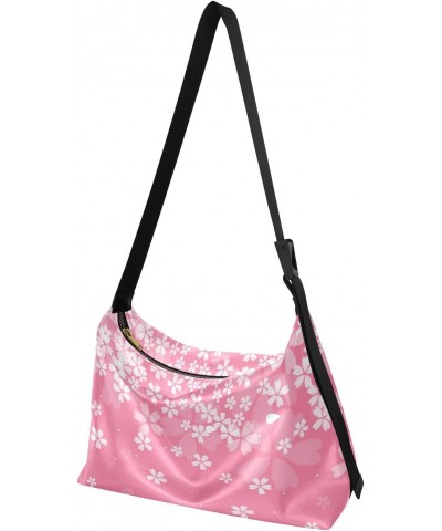 Women Shoulder Bags Pink Cherry Blossoms Over The Shoulder Bags Adults Leather Sling Bags $14.52 Hobo Bags