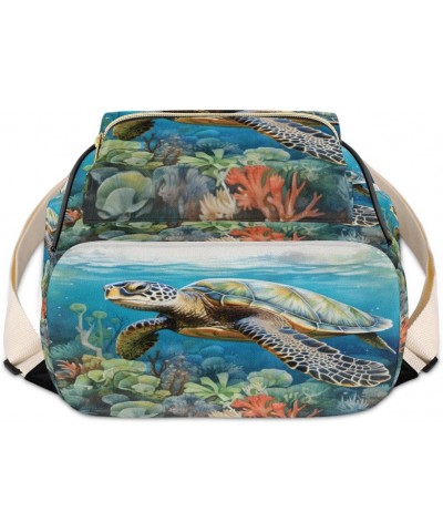 Coastal Turtle Backpack Purse for Women PU Leather Lightweight Ladies Shoulder Fashion Satchel Bags Travel Casual Daypack $30...