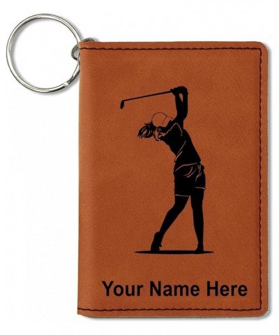 ID Holder Wallet, Golfer Woman, Personalized Engraving Included (Teal) Dark Brown $11.20 Wallets