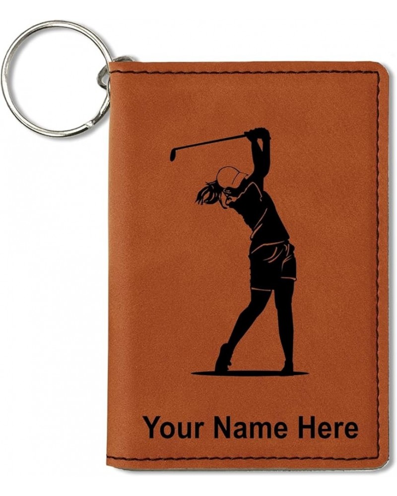 ID Holder Wallet, Golfer Woman, Personalized Engraving Included (Teal) Dark Brown $11.20 Wallets